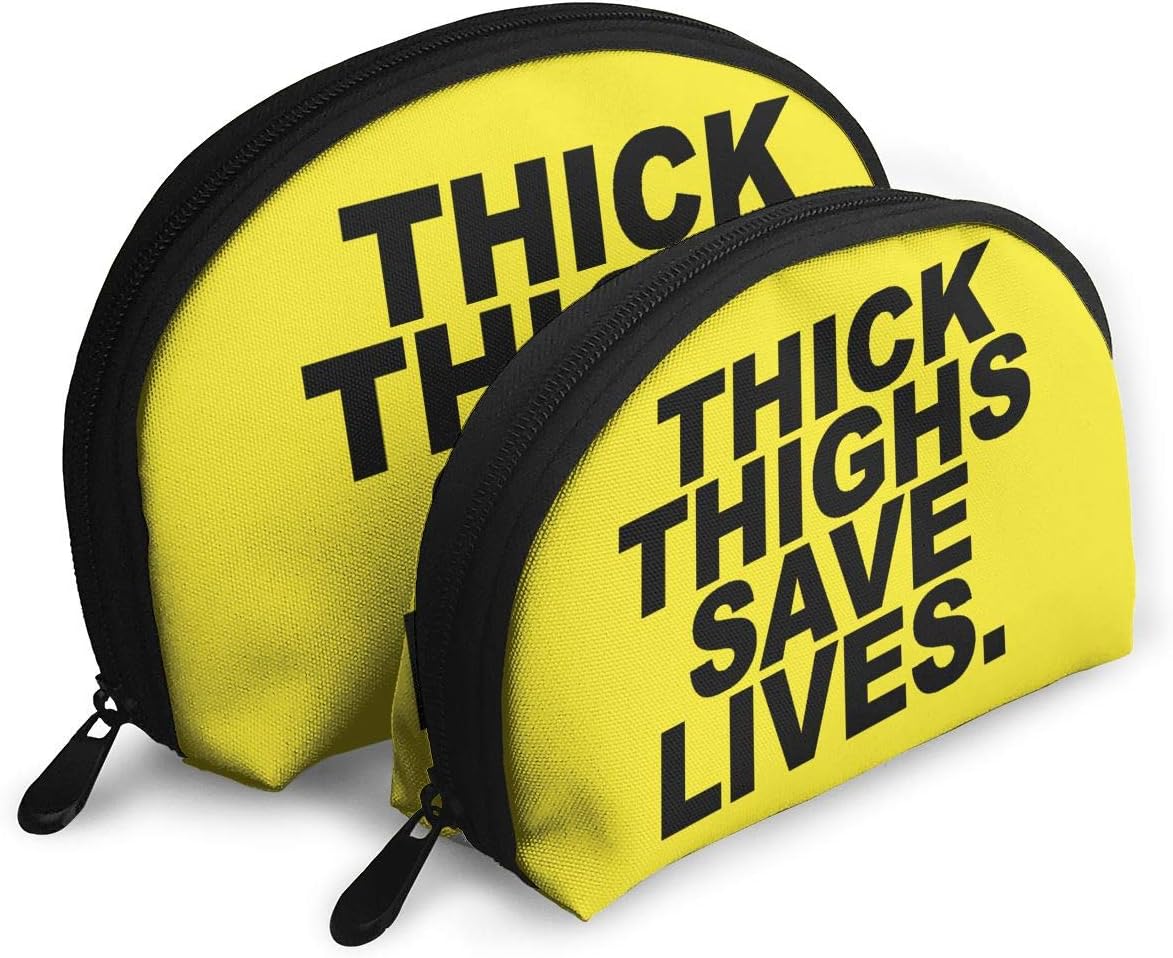 Thick Thighs Save Lives Womens Hand Shell Cosmetic Pouch Storage Bag Toiletry Organizer