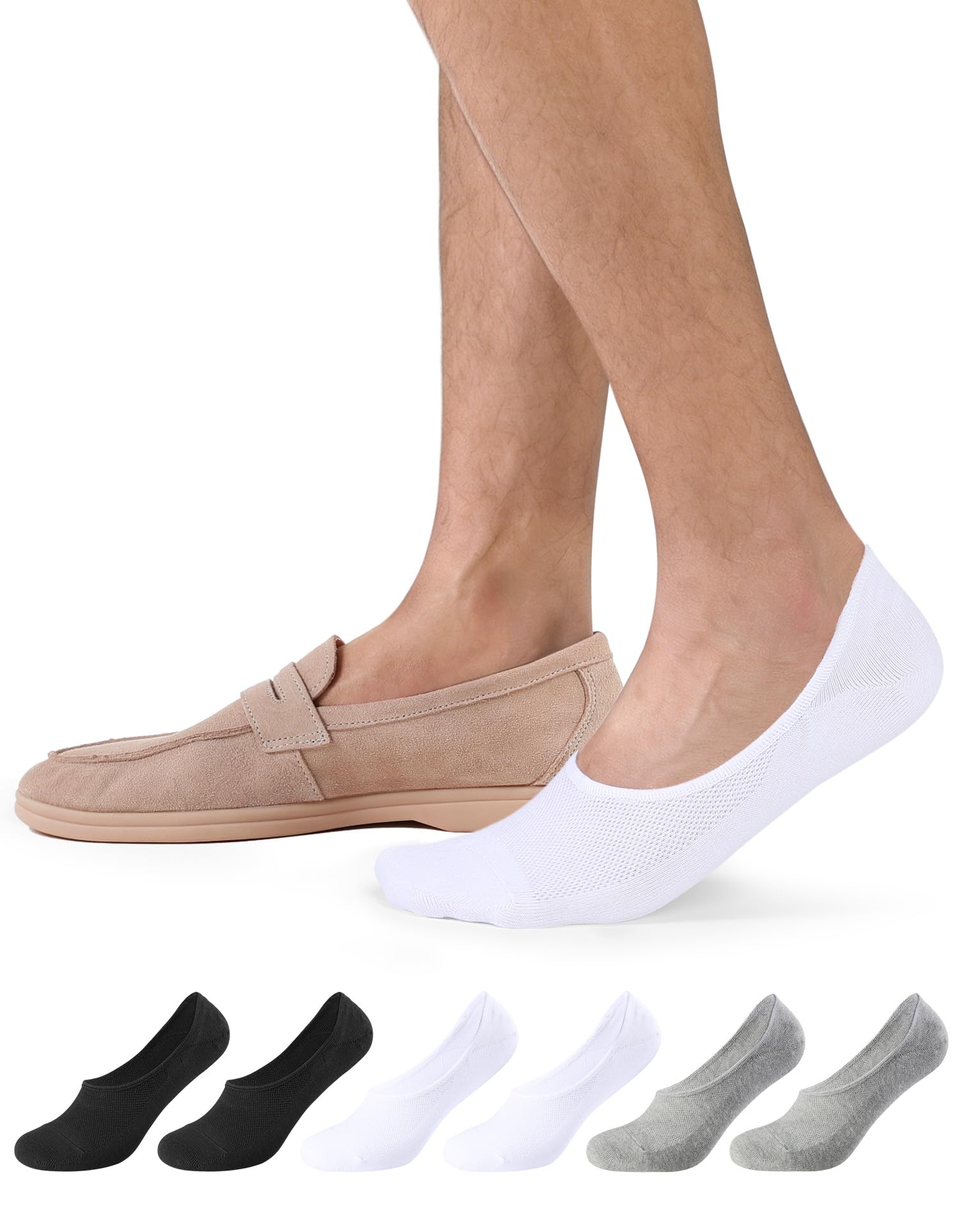 CLOSEMATE 6 Paar Füßlinge Herren mit rutschfestem Silikon, EU 43-46