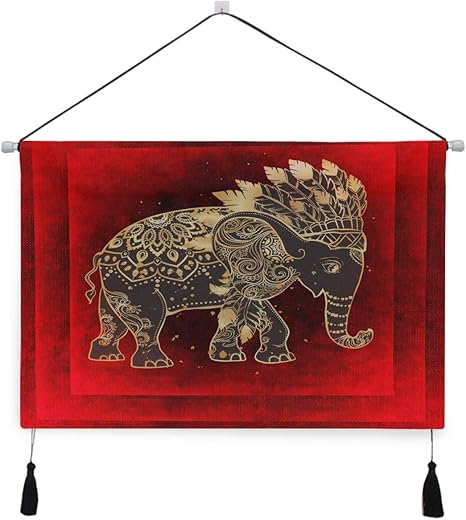 Amazon Co Jp 赤い象のアートぶら下げ絵画 壁アート 吊りキャンバス 印刷 絵画 アートワーク 写真 ホーム用 Home Kitchen