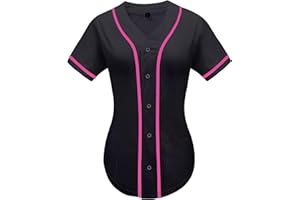 babyhealthy Womens Baseball Jersey Button Down Plain Tshirts Hip Hop Softball Sports Active Tee
