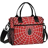 Glaphy Halloween Spider Web Red Lunch Box for Men Women Insulated Lunch Bag Cooler Bag Large Adult Lunch Box for Work Picnic Travel
