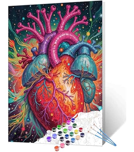 Amazon.com: Floral Heart Blood Vessel Paint by Number for Adults