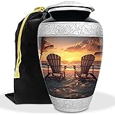 Beach Urn for Human Ashes | Large Handcrafted Funeral Memorial | Decorative Cremation Sunrise Sunset Urn for Women and Men