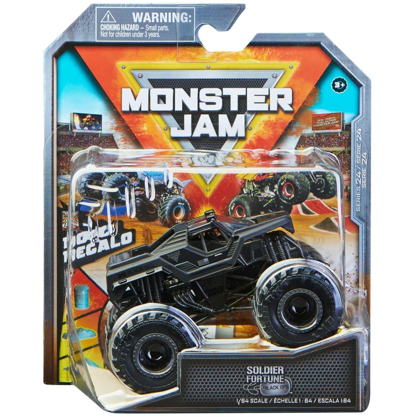 Monster Jam Series 24 Soldier Fortune Black Op 1:64 Scale Truck with Bonus Regalo