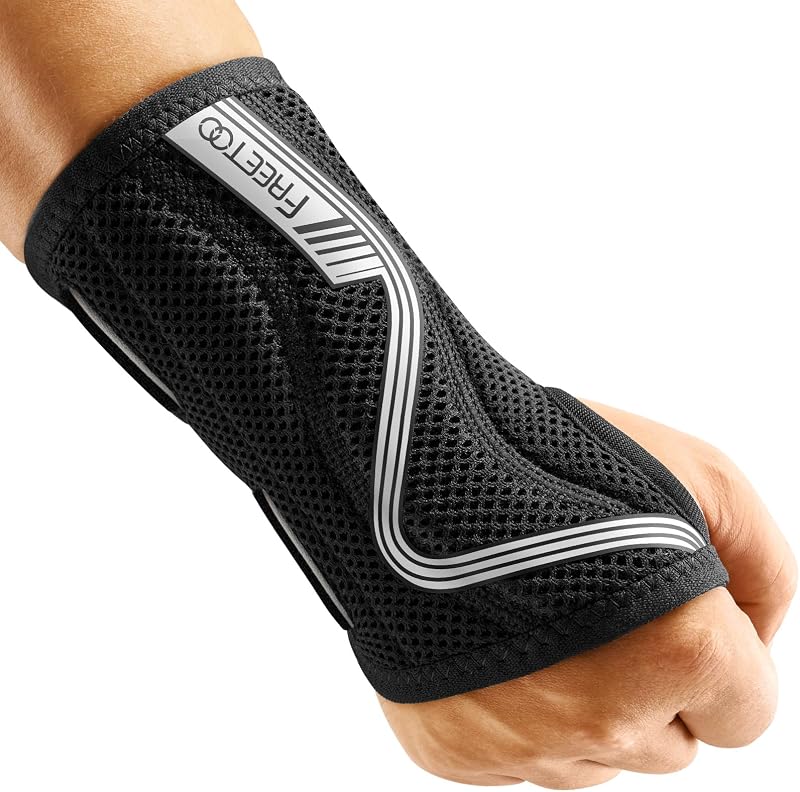 FREETOO Wrist Support S-shaped Adjustable Carpal Tunnel Night Braces Gray