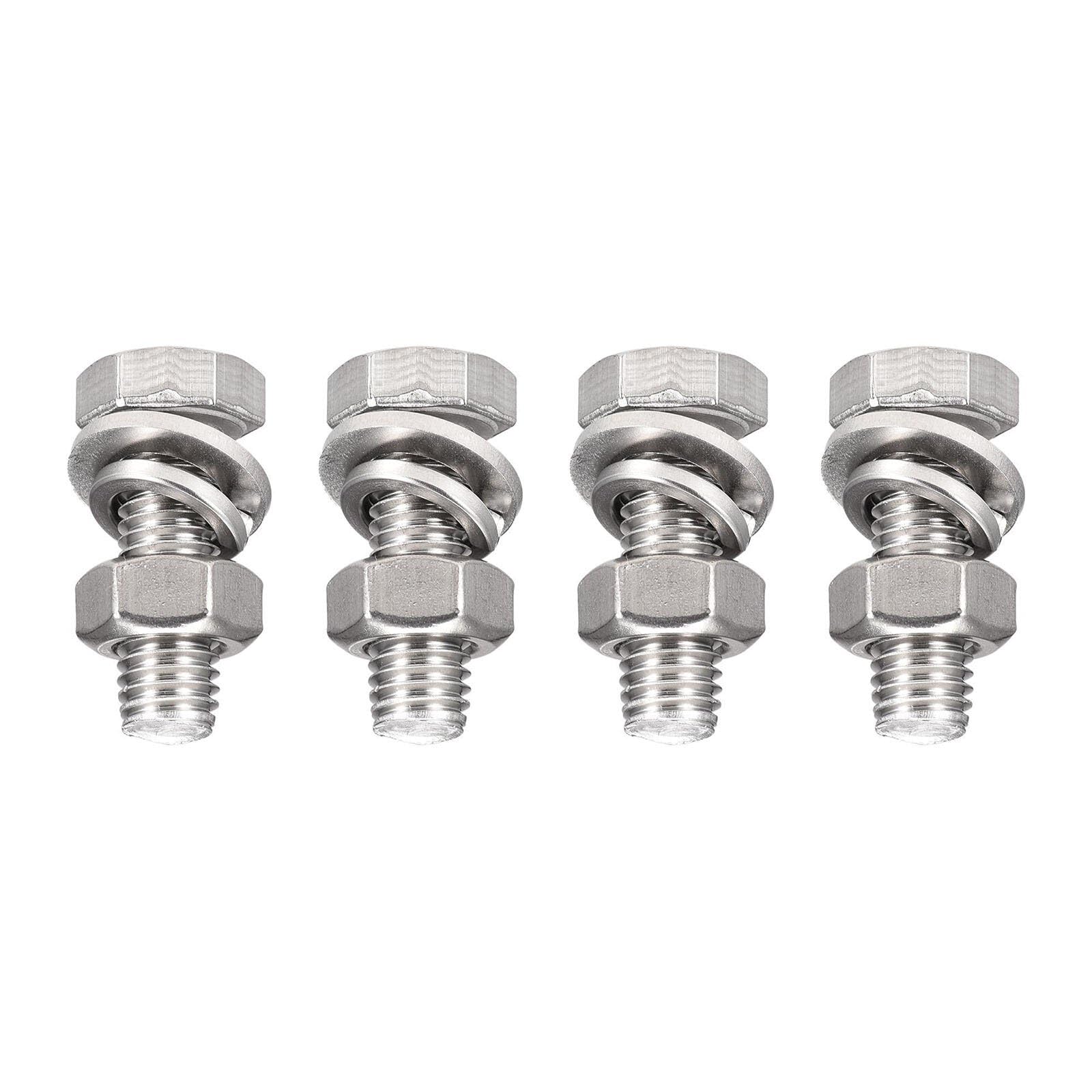 TA-VIGOR 4Pcs M10 x 30mm Hex Head Screws Bolts, Nuts, Flat & Lock Washers Kits, Fully Thread Hexagon Bolts, High Tensile Cap Screws for Metal Work, Automotive Machinery, Bike Motorcycles Repair
