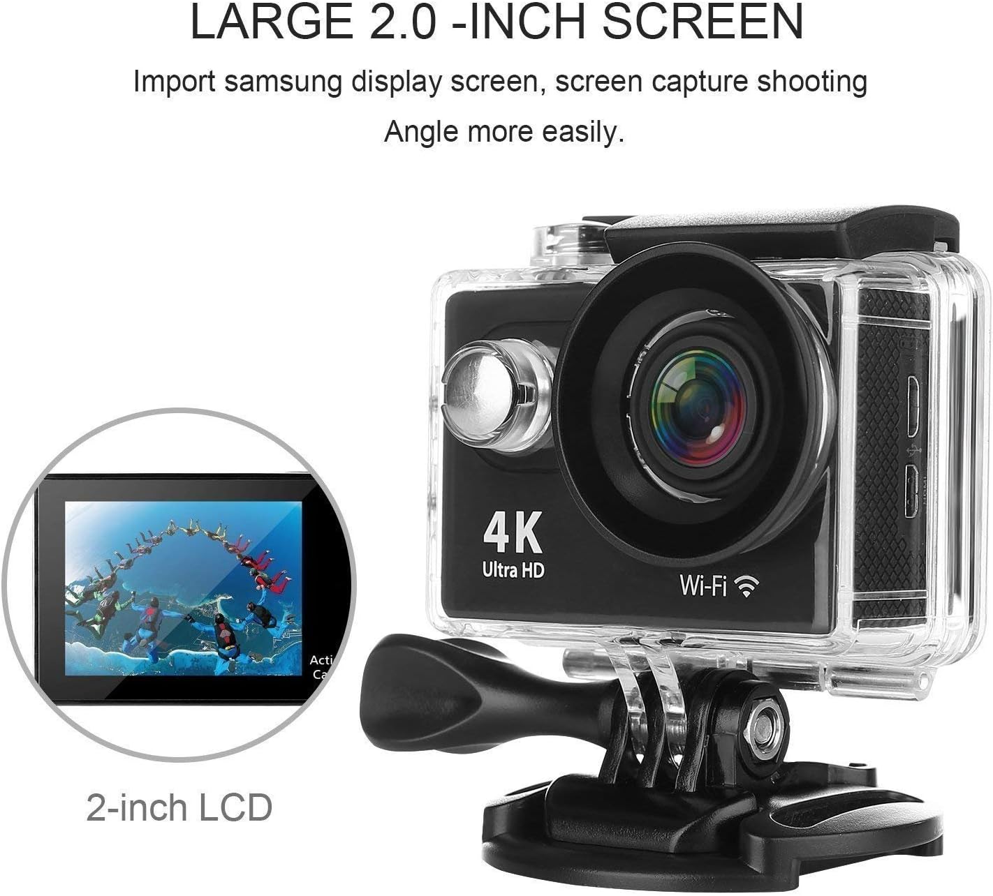 Stylebeats Action Camera, 4K WiFi Camera 2-inch LCD 170 Degree Wide Angle Lens Waterproof Diving(Upto 30m) Sport Camcorder