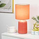Lampwell Maye Small Table Lamp, Modern Ceramic & Fabric, Orange, 6.3H13IN, Bedside & Living Room, Bulb Excluded