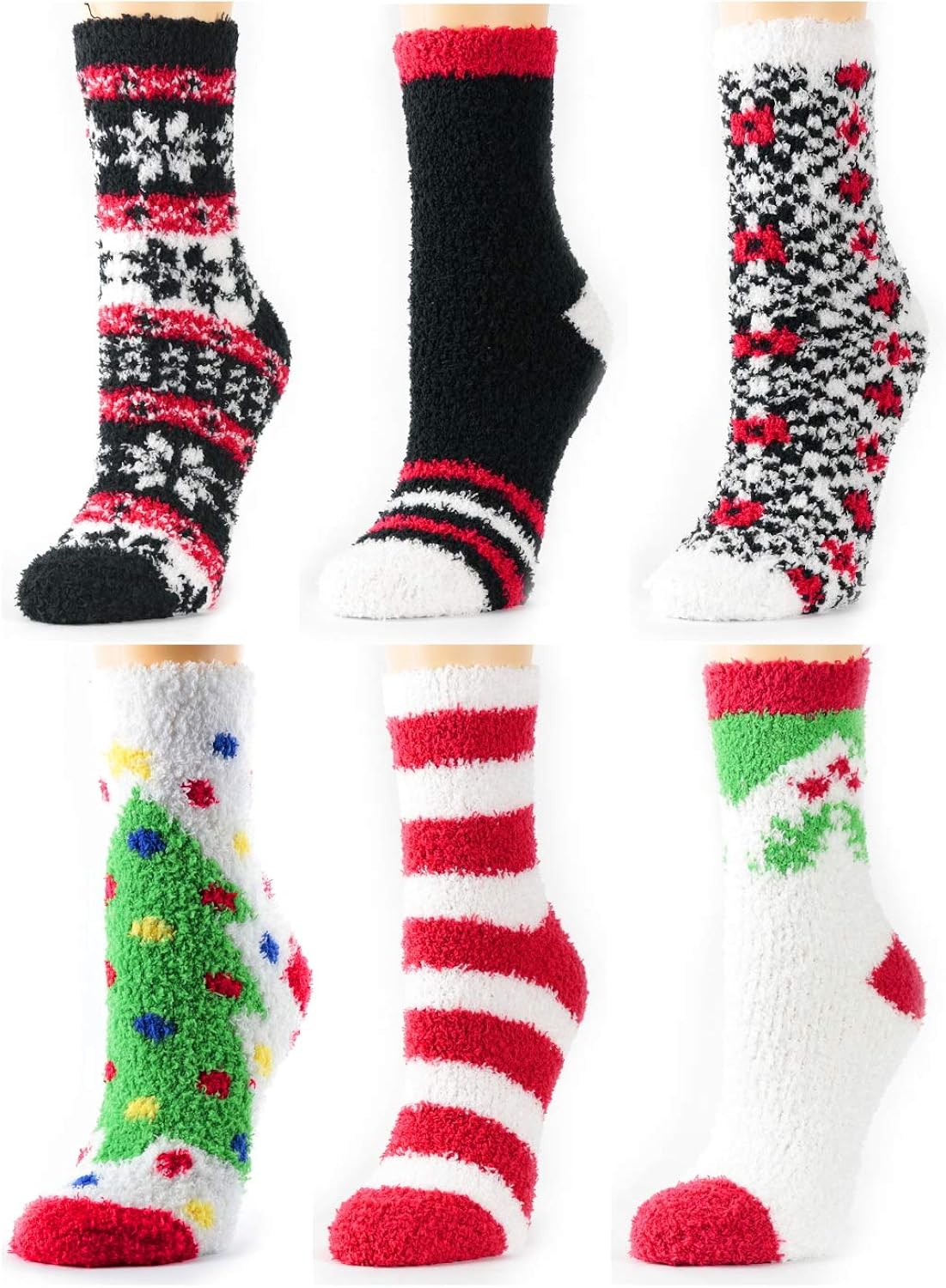 Christmas Socks Fuzzy Fluffy Adults Men Women Teens Winter Warm Xmas