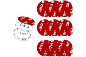 pop-tech 9 Pack Sticky Adhesive Replacement for Socket Mount Base, VHB 3M Sticker Pads for Phone Collapsible Grip & Stand Back - 9pcs 35mm Double Sided Tapes & 4pcs Cleaning Prep Pads