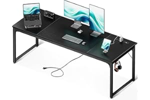 Coleshome 71 Inch Computer Desk with USB Ports, Large Office Desk, Long Study Student Writing Desk, Black
