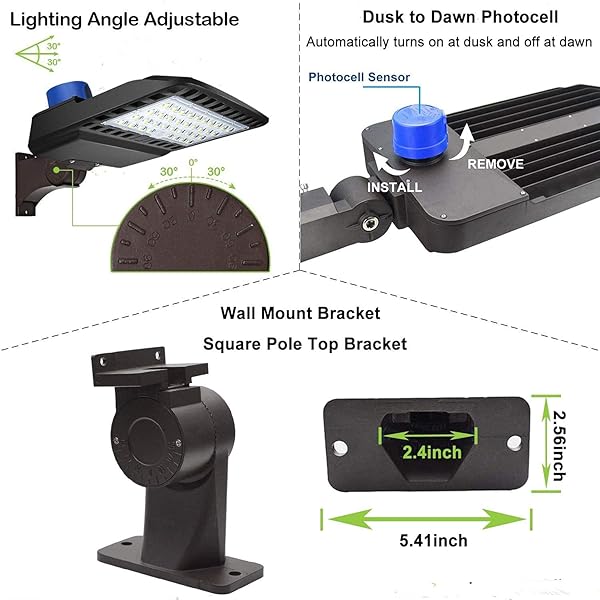 LEDMO LED PARKING LOT LIGHT DUSK TO DAWN OUTDOOR LIGHTING WITH ADJUSTABLE ARM MOUNT 19500LM WATERPROOF WALL LIGHT FIXTURES 150W FLOOD SECURITY LIGHTING FOR GARAGE YARD SHOP WAREHOUSE BARN(3 PACK)
