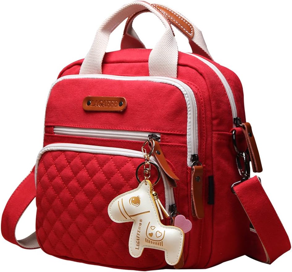 Mini Multi-Function Baby Diaper Bag Tote Messenger Backpack-Red