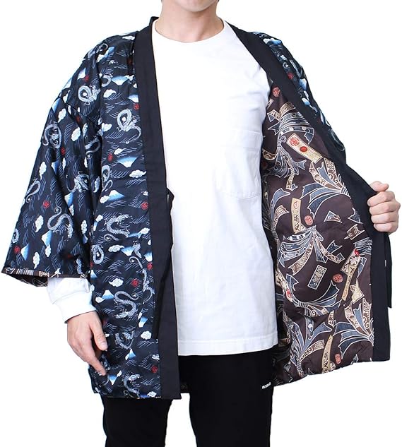 Amazon オオキニ 半纏 はんてん リバーシブル 和柄 メンズ 軽量 あったかい 綿入り ちゃんちゃんこ はんてん 通販