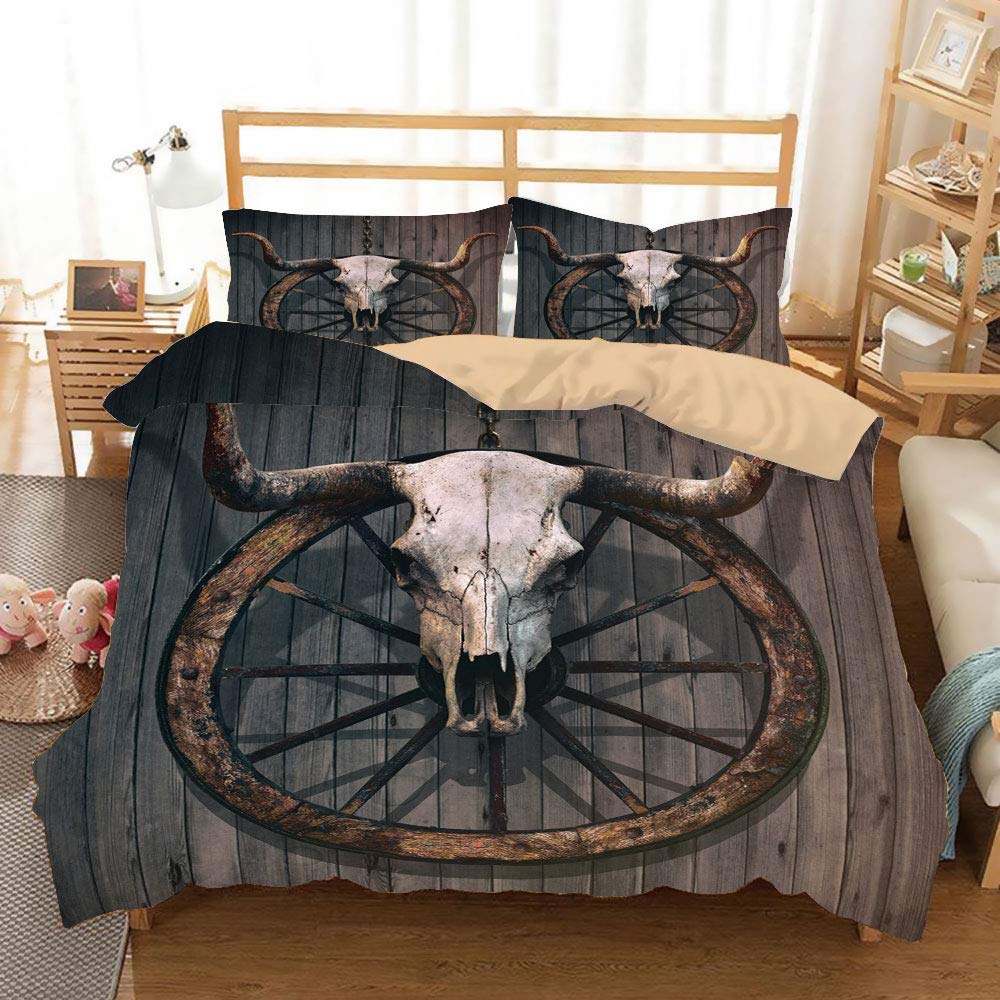 Amazon Com Barn Wood Wagon Wheel Khaki Duvet Cover Set King