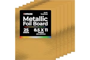 Hygloss Metallic Cardstock Sheets – 25 Shiny Gold Sheets, 8.5” x 11” - Sturdy 10 pt. – Metallic Foil Board Paper for Crafts, Scrapbooking, Posters & Decorations