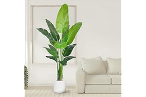 APHIGHJOY Artificial Bird of Paradise - Fake Plants Areca Palm Tree Faux Tropical Palm Potted Dypsis Lutescens for Home Office Decor Housewarming (6FT-1Pack)