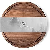 Befano Small Round Black Walnut Wood Cutting Board with Deep Juice Groove for Kitchen, Charcuterie Board, Serving Tray, Circl