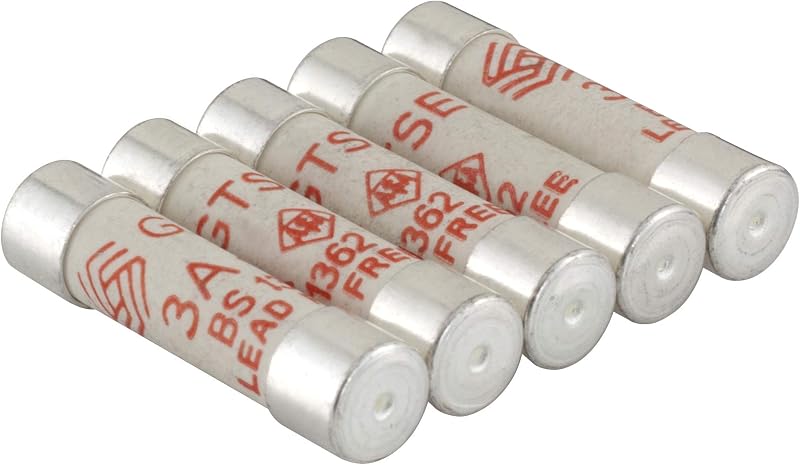 GTSE 3A Electrical Fuses 5 Pack 240V BS 1362 Ceramic Plug Fuses
