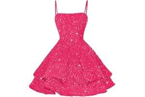 YOFF Sequin Short Homecoming Dresses for Teens 2025 Sparkly Spaghetti Straps Sweet 16 Prom Cocktail Dress YO070
