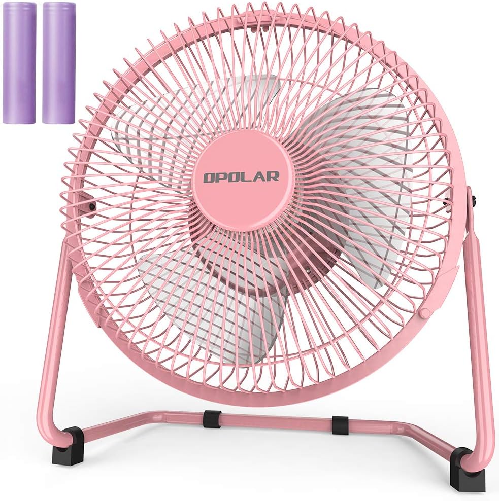 OPOLAR Battery Operated and USB Powered Rechargeable Desk Fan with Two Batteries, 9 Inch Metal Frame, Enhanced Airflow, Lower Noise, Two Speeds, Personal Cooling Fan for Home & Office: Home & Kitchen