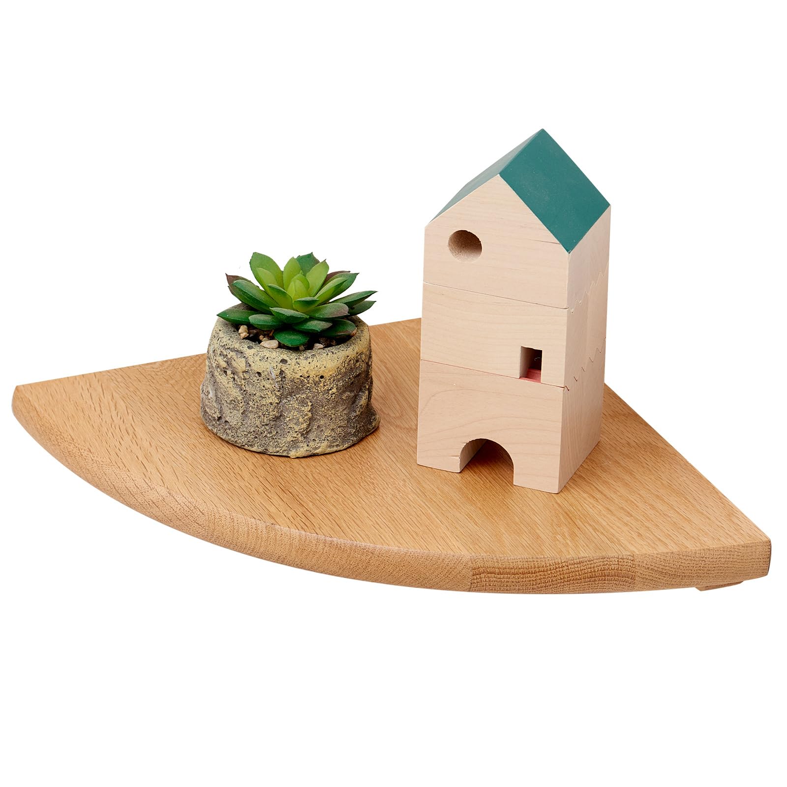 TREOAKWIS Corner Shelf - Solid Oak Wood Floating Corner Shelves Wall Display for Bedroom Decor, Living Room, Small Spaces (22 cm / 9 inches)