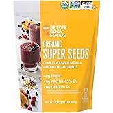 BBF Organic Super Seeds Blend 2lb, Chia Seeds, Flax Seeds, Hemp Hearts | Organic Super Seeds, Seeds Mix, Chia, Hemp, Flax, Omega 3s, Plant-Based Protein, Smoothies, Avocado Toast, BetterBody Foods