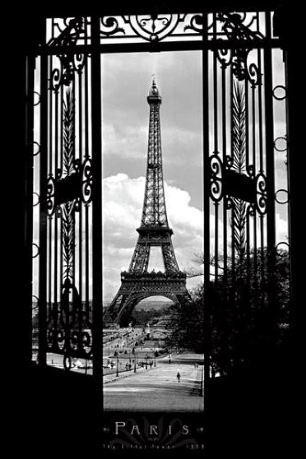 Paintings - Cartoon world Eiffel Tower in 1909-Paris-Black and White, Photography Poster 20x30'
