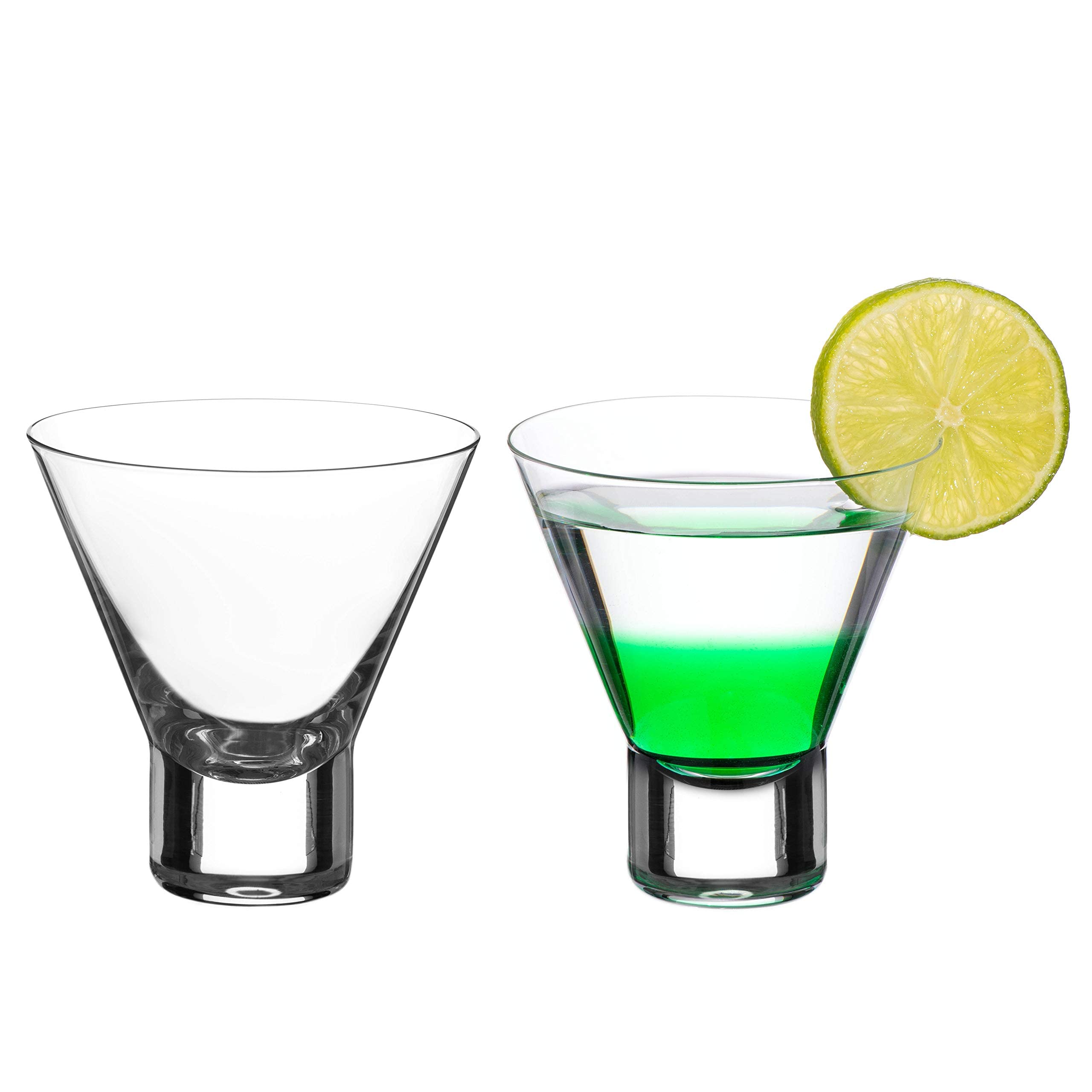 DIAMANTE Martini mini Small Cocktail Glasses - Stemless Crystal Tumblers for Cocktails Martini Mojito Dessert Bowl - ‘Auris’ Collection – Set of 2