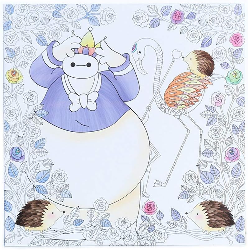 LadyGG Baymax Coloring Book Adult Magic Decompression Colouring Pad Stress Reliever Graffiti Picture Book as Gifts for Children Cultivate Art(A)