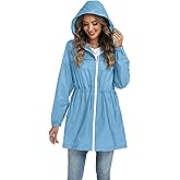 Hount Women's Waterproof Long Raincoats Lightweight Packable Rain Jackets with Hood Active Outdoor Breathable Raincoats