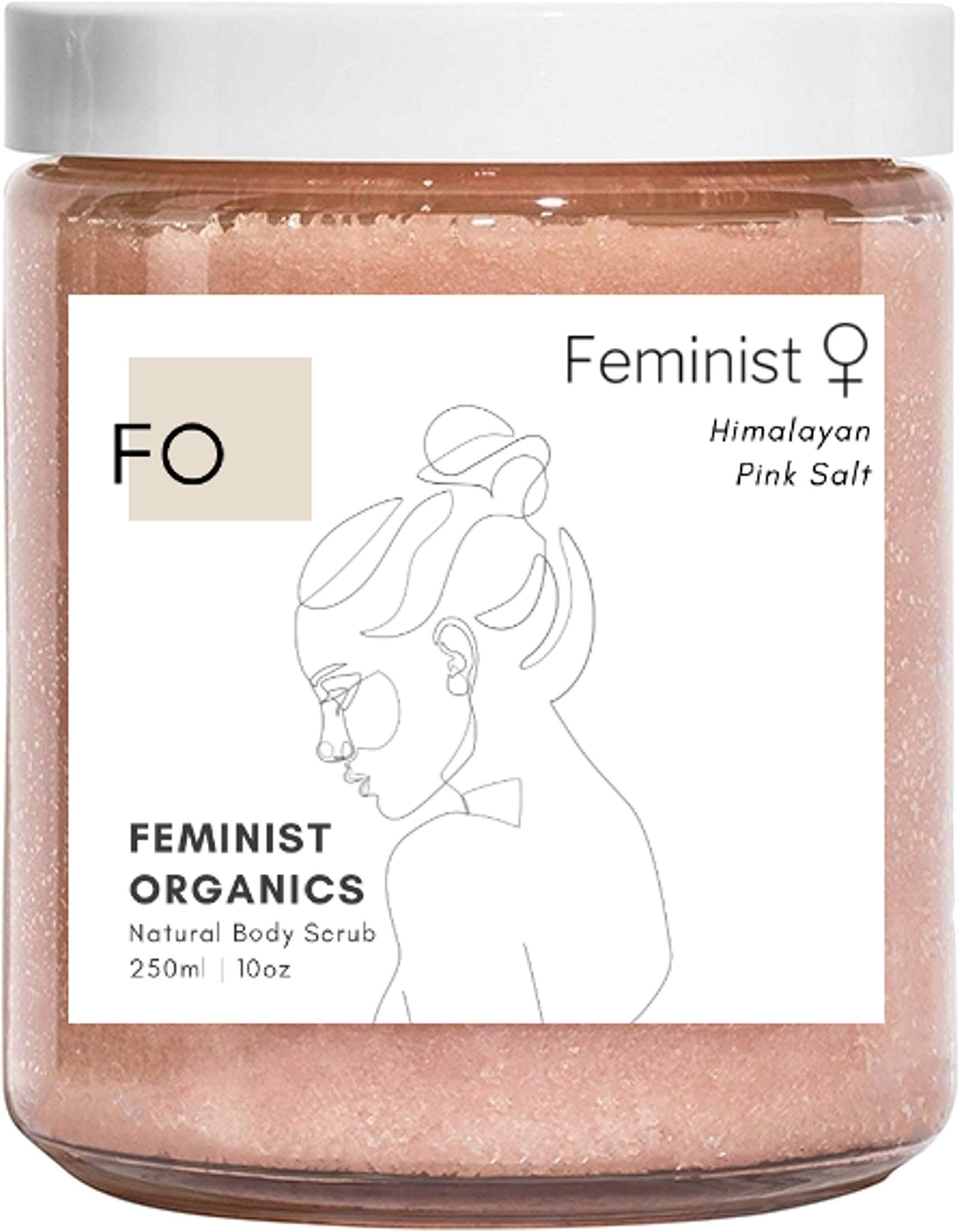 Feminist Himalayan Salt Body Scrub| Natural Body Face Care| Moisturized Smooth Skin | Treat Acne Scars Wrinkles Blackheads| Organic Almond oil Vitamin E | Vegan Cruelty Free| Empowering Women