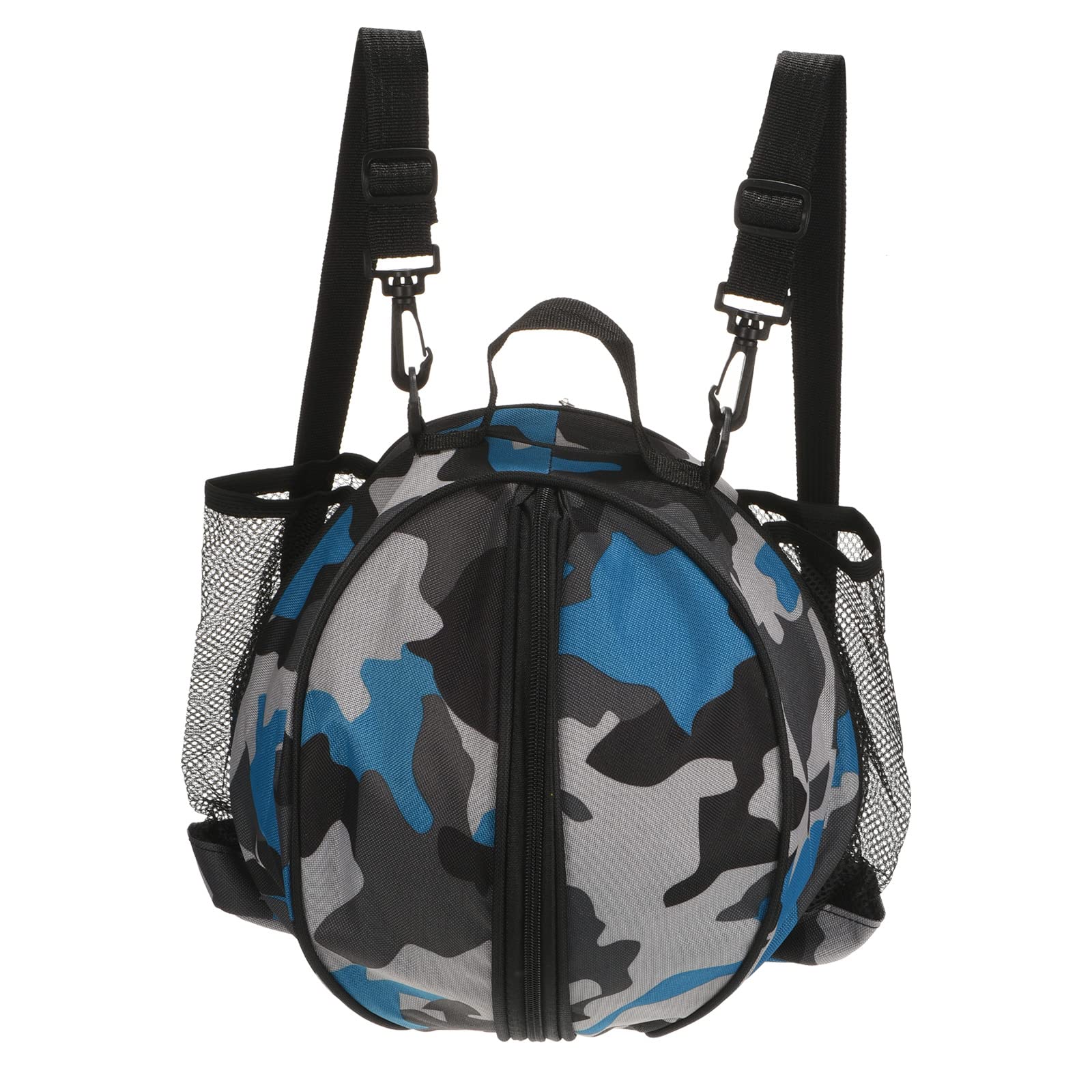 PATIKIL Size 7 29.5" Basketball Bag, Sports Backpack Waterproof Ball Bag Carrier Holder with 2 Adjustable Shoulder Straps, 2 Side Mesh Pockets for Soccer Football Volleyball, Camo Blue