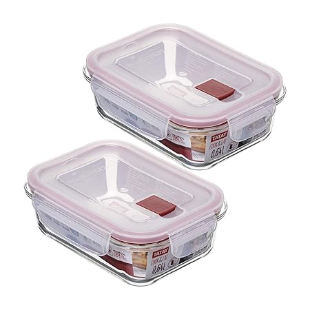 GlassFood - Lote de 2 Tapers Herméticos Rectangulares Tatay ...
