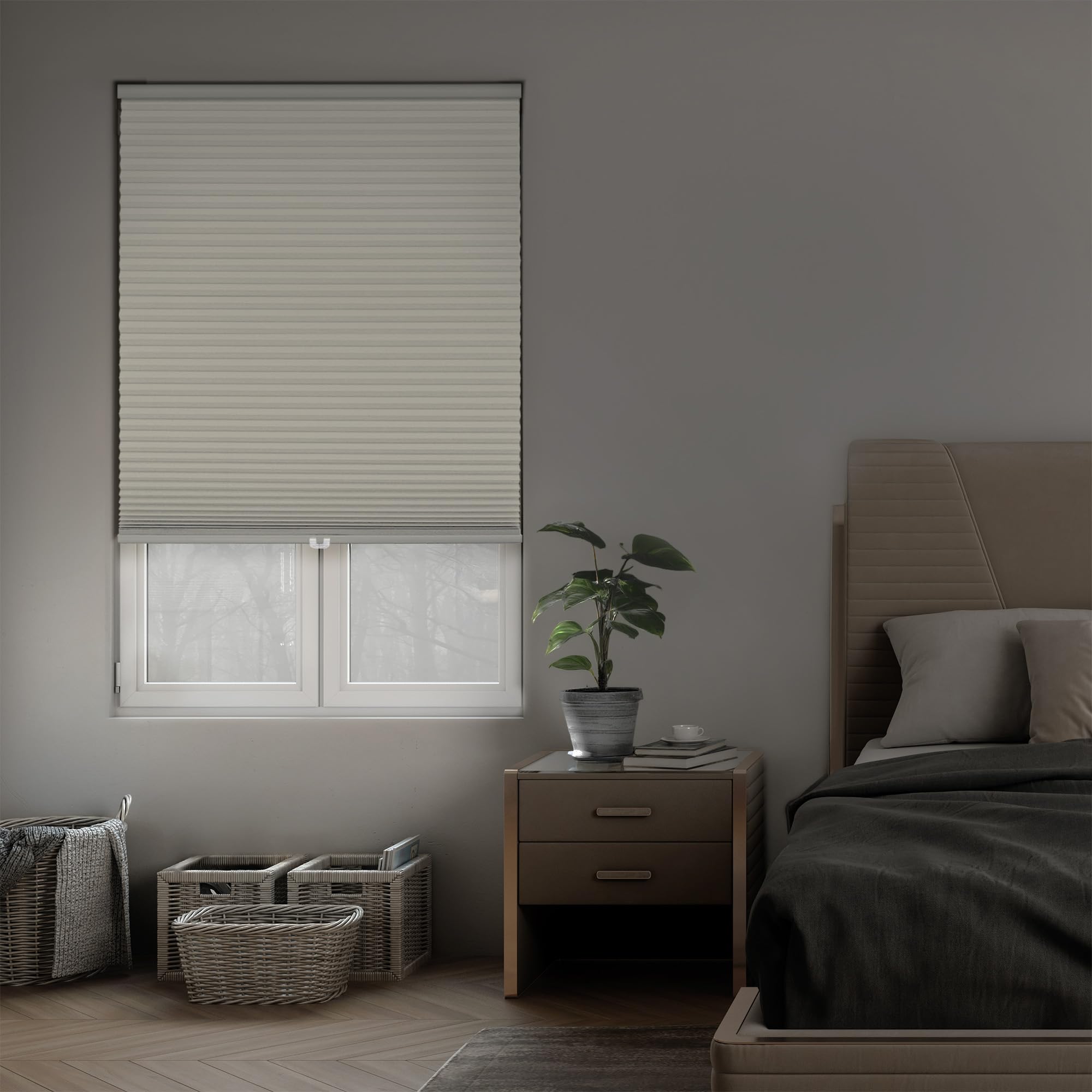DEZ FURNISHINGS Cordless 1.5″ Blackout Cellular Shade, Energy Saver, 18.5″ W x 84″ H, Alabaster
