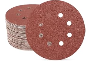 SUPBICCO 5 Inch 8 Hole Sanding Discs Hook and Loop, 50 PCS 40 Grit Round Sand Paper Disc, Aluminum Oxide Sandpaper Pads for Random Orbital Sander