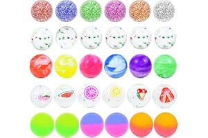 Mofuiry 30Pcs Small Bouncy Balls for Kids, 1 inch Rubber High Bouncy Ball Bulk 25mm Assorted Small Rubber Balls Mini Bouncing Ball for Birthday Party Favors Bag Fillers Halloween Prizes