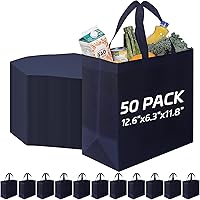 50Pcs Reusable Tote Bags Bulk, Large Shopping Bags Non Woven Grocery Bag Gift Bag with Handles for Party Retail Boutiques, 12