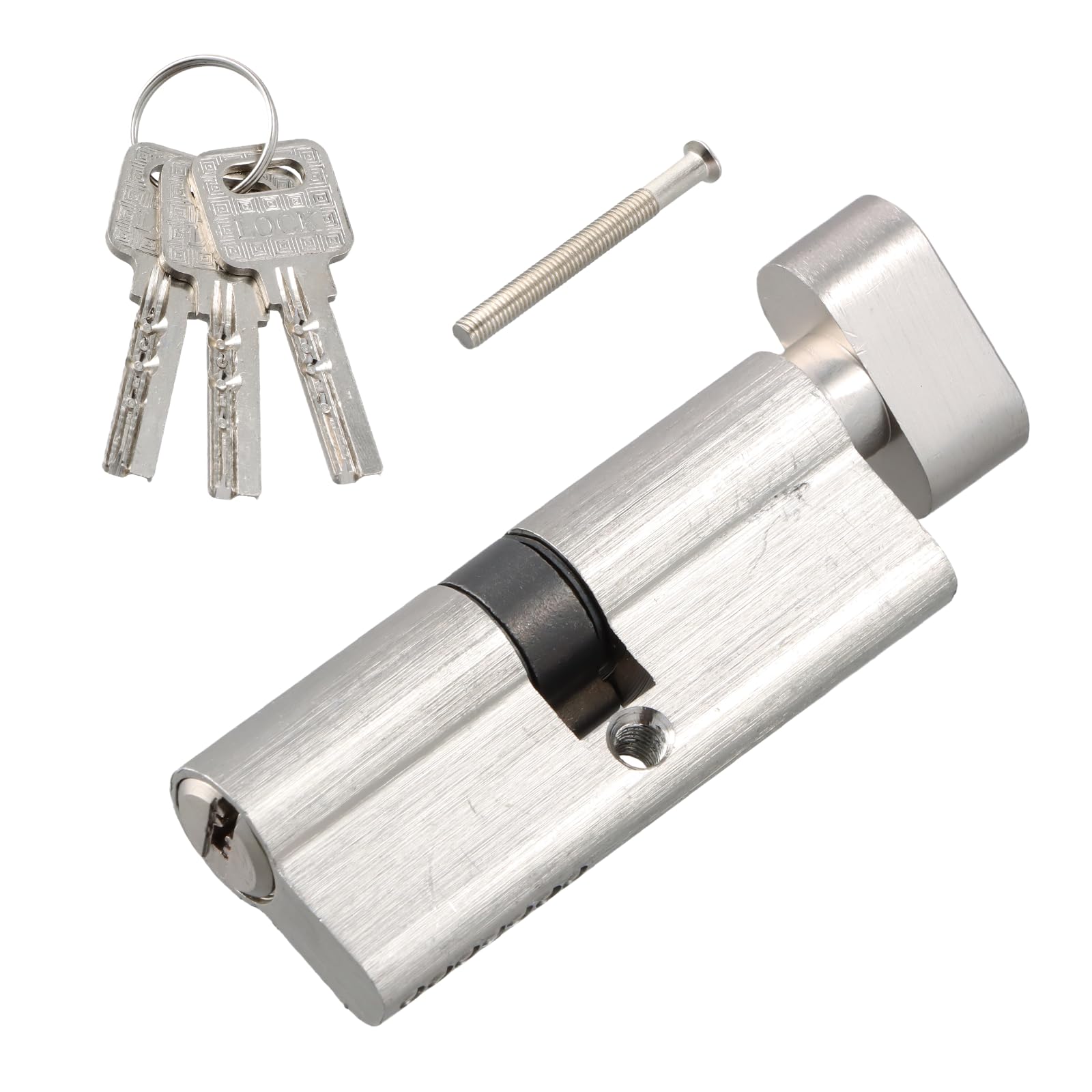 Thumbturn Cylinder Knob Cylinder Lock with 3 Standard Keys - Superior Security Lock Ideal for Garden Gate and Various Applications(Silver)