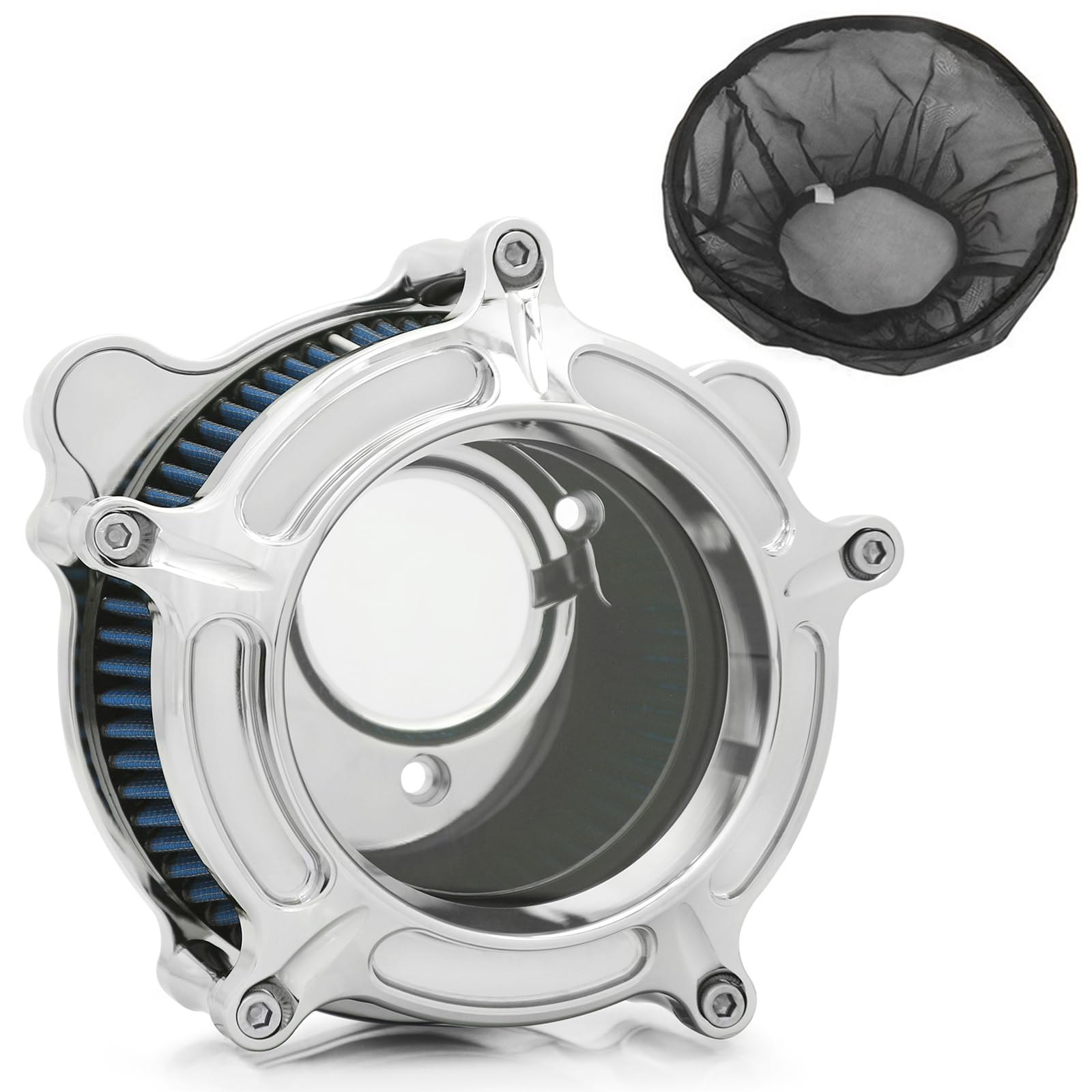 Photo 1 of For harley davidson air cleaner filter sportster Touring street glide road king electra Dyna Softail motorcycle air intake (Chromed- blue filter, C-For Touring 2008-2016)
