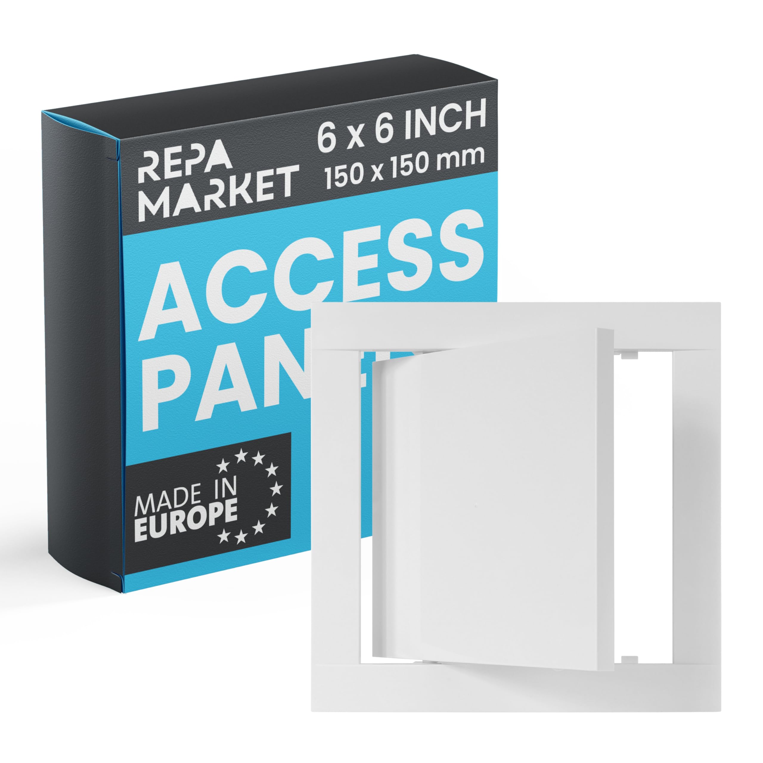 Repa Market 150 x 150 mm White Plastic Inspection Hatch - Plasterboard Access Panel for Walls & Ceilings, Bath Panel & Fuse Box Cover Cabinet, Access Hatch, Wall access panel for Plumbing & Electrical