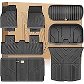 3W Tesla Model Y Juniper Floor Mats(Not for Standard), Front Rear Cargo Liner & Seatback Protector, Custom Fit 2025 2026 Model Y Acecessories, TPE All Weather Odorless Non-Slip