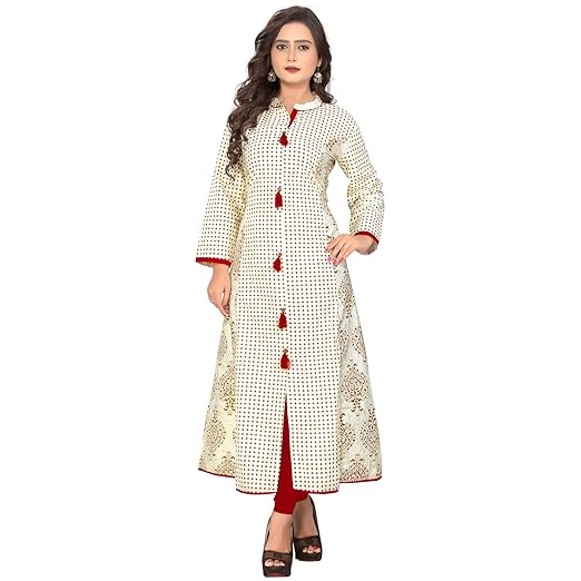 Women's Cotton A-Line Kurti (86VFKU-015)