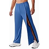 Deyeek Tear Away Pants for Men Open Bottom Side Snap On Sweatpants Baggy Post Knee Hip Leg Surgery Recovery Pant with Pockets