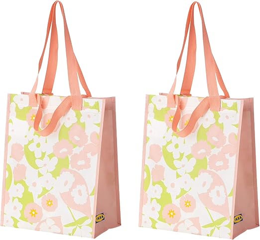 Ikea Varkansla Blumen Tragetaschen Wiederverwendbar Rosa 2 Stuck Amazon De Kuche Haushalt