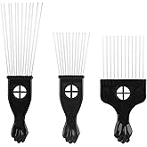 Metal Hair Styling Pik Afro African American Pick Comb Set Hairdressing For Volume & Tangles Black Fan Fist Straight Hair Bru