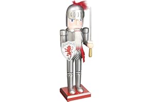 Santa's Workshop Lion Knight Nutcracker, 14" Tall, Silver/Red