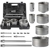 BINOTA 16PCS 40-130 mm (1-9/16" to 4-3/4") Concrete Hole Saw Kit | Tungsten carbide drill set; SDS-Plus &amp; SDS-Max shanks; cross pilot bit; dry drills concrete, brick, block