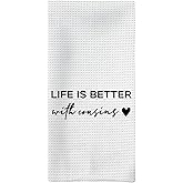 Tzhim Cousin Gifts Kitchen Towels, Life is Better with Cousins Hand Towels, Cousin Gifts for Women Men, BestCousin Gift Dish Towel Tea Towel for Kitchen, Gift for Cousins Female Male, 16x24inch