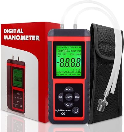 Ehdis Digital Manometer Air Pressure Gauge Meter 32-bit MCU High Accuracy 12